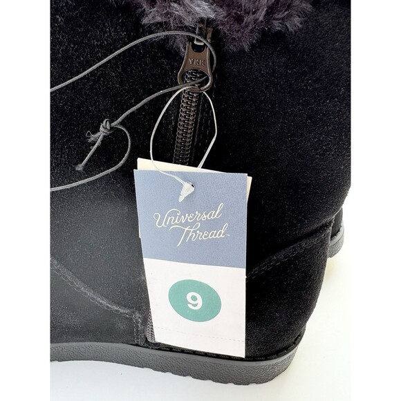 New Women's Mid Shearling Style Boots - Universal Thread - Black - Size 9 NWT - Picture 8 of 9